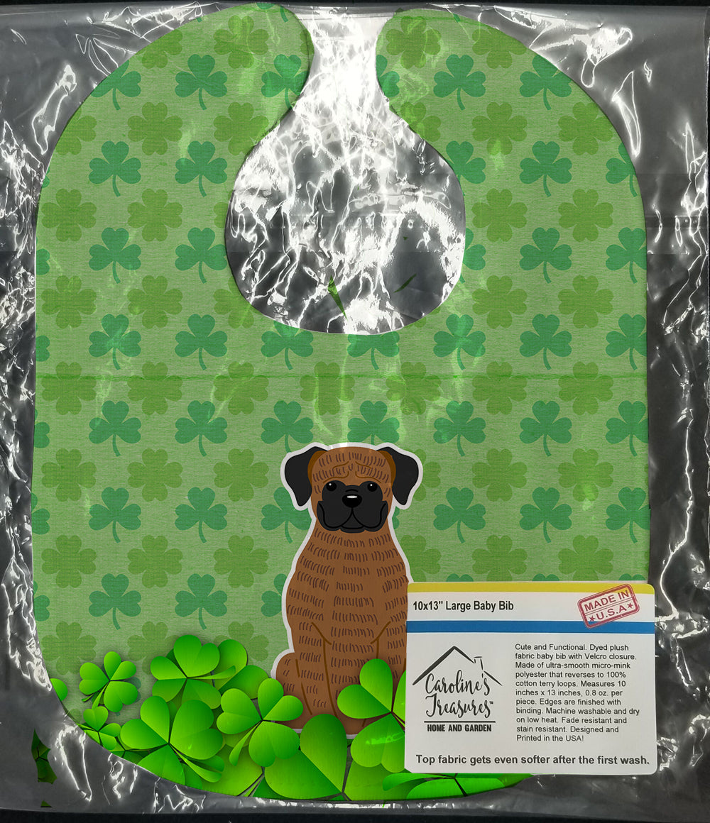 Brindle Boxer Shamrocks Baby Bib Easy-Clean Baby Bib Baby Feeding Accessory Baby Mealtime Essential, 10 x 13, Multicolor