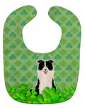 Border Collie Black White Shamrocks Baby Bib Easy-Clean Baby Bib Baby Feeding Accessory Baby Mealtime Essential, 10 x 13, Multicolor