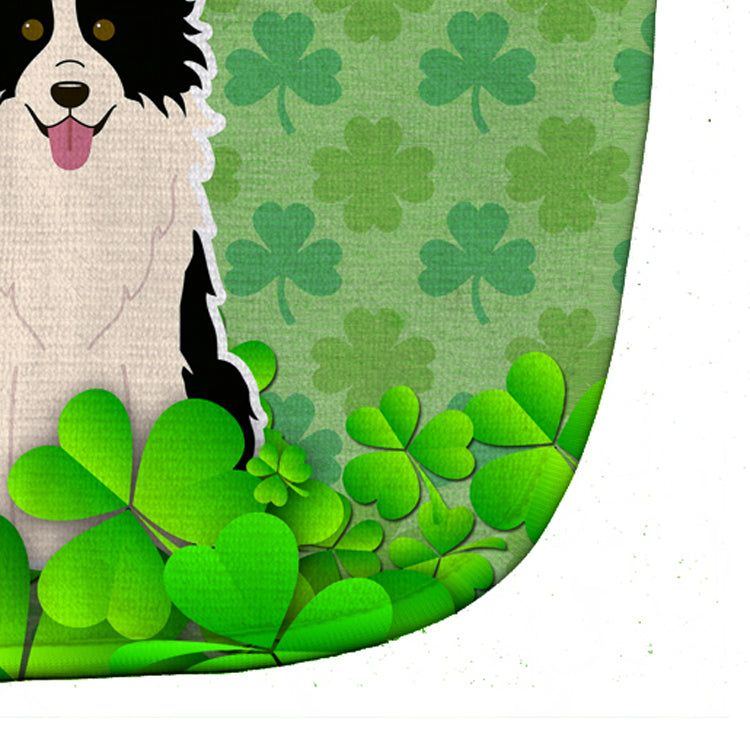 Border Collie Black White Shamrocks Baby Bib Easy-Clean Baby Bib Baby Feeding Accessory Baby Mealtime Essential, 10 x 13, Multicolor