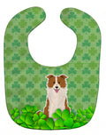 Border Collie Red White Shamrocks Baby Bib Easy-Clean Baby Bib Baby Feeding Accessory Baby Mealtime Essential, 10 x 13, Multicolor