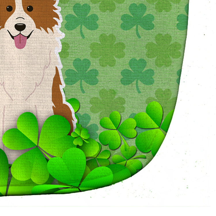 Border Collie Red White Shamrocks Baby Bib Easy-Clean Baby Bib Baby Feeding Accessory Baby Mealtime Essential, 10 x 13, Multicolor