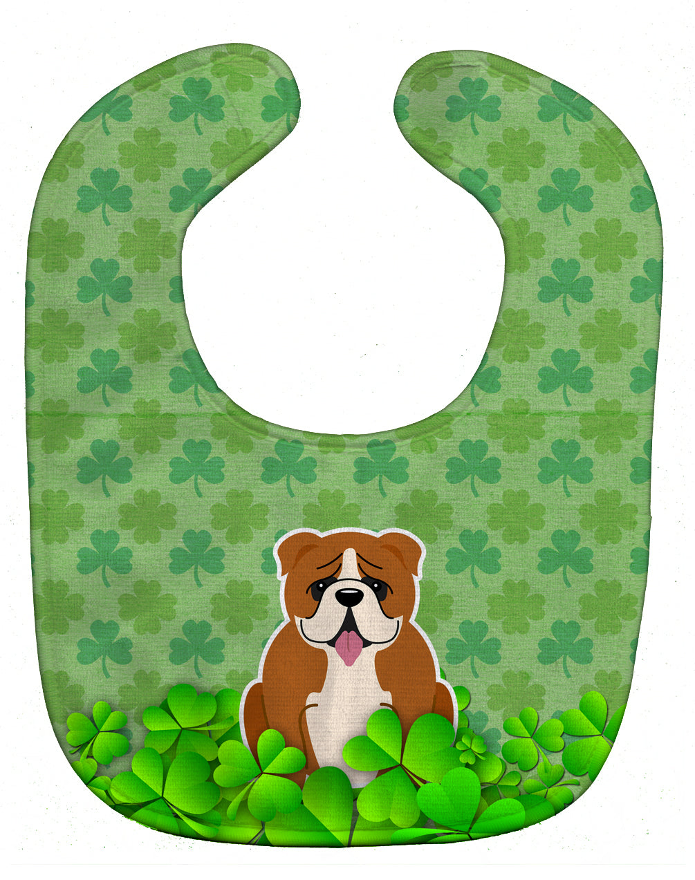 English Bulldog Red White Shamrocks Baby Bib Easy-Clean Baby Bib Baby Feeding Accessory Baby Mealtime Essential, 10 x 13, Multicolor
