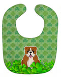 English Bulldog Red White Shamrocks Baby Bib Easy-Clean Baby Bib Baby Feeding Accessory Baby Mealtime Essential, 10 x 13, Multicolor