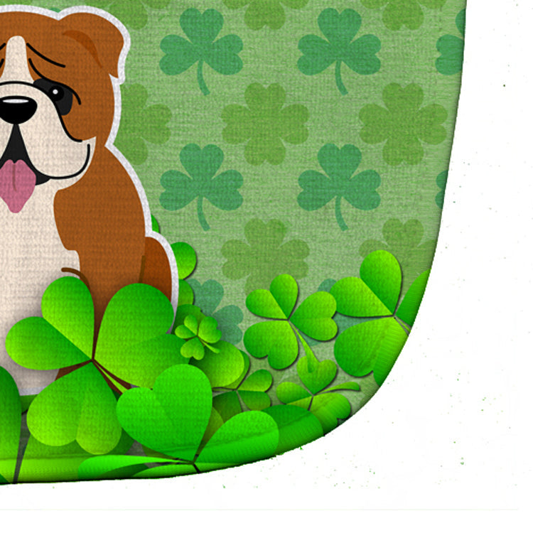 English Bulldog Red White Shamrocks Baby Bib Easy-Clean Baby Bib Baby Feeding Accessory Baby Mealtime Essential, 10 x 13, Multicolor