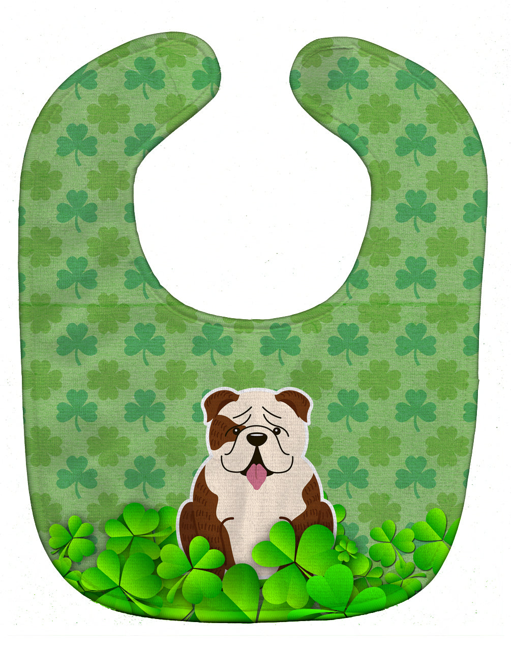 English Bulldog Brindle White Shamrocks Baby Bib Easy-Clean Baby Bib Baby Feeding Accessory Baby Mealtime Essential, 10 x 13, Multicolor