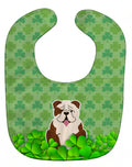 English Bulldog Brindle White Shamrocks Baby Bib Easy-Clean Baby Bib Baby Feeding Accessory Baby Mealtime Essential, 10 x 13, Multicolor