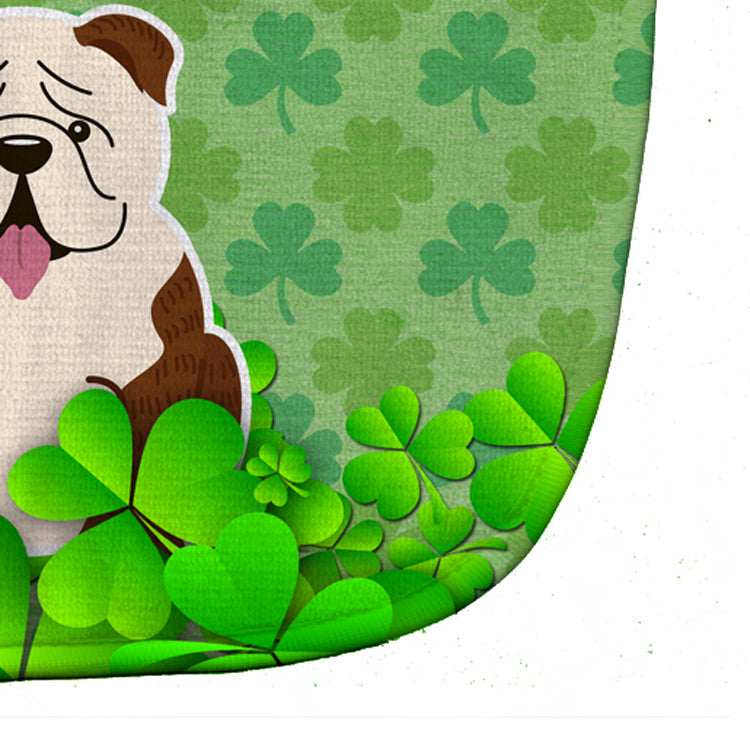 English Bulldog Brindle White Shamrocks Baby Bib Easy-Clean Baby Bib Baby Feeding Accessory Baby Mealtime Essential, 10 x 13, Multicolor