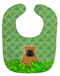 English Bulldog Red Shamrocks Baby Bib Easy-Clean Baby Bib Baby Feeding Accessory Baby Mealtime Essential, 10 x 13, Multicolor