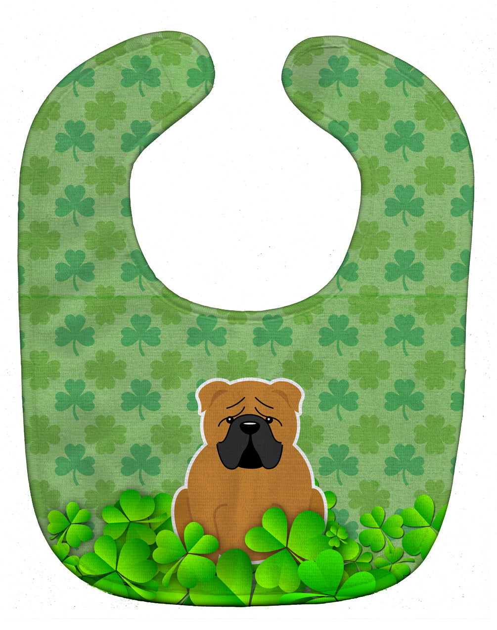 English Bulldog Red Shamrocks Baby Bib Easy-Clean Baby Bib Baby Feeding Accessory Baby Mealtime Essential, 10 x 13, Multicolor
