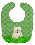 English Bulldog White Shamrocks Baby Bib Easy-Clean Baby Bib Baby Feeding Accessory Baby Mealtime Essential, 10 x 13, Multicolor
