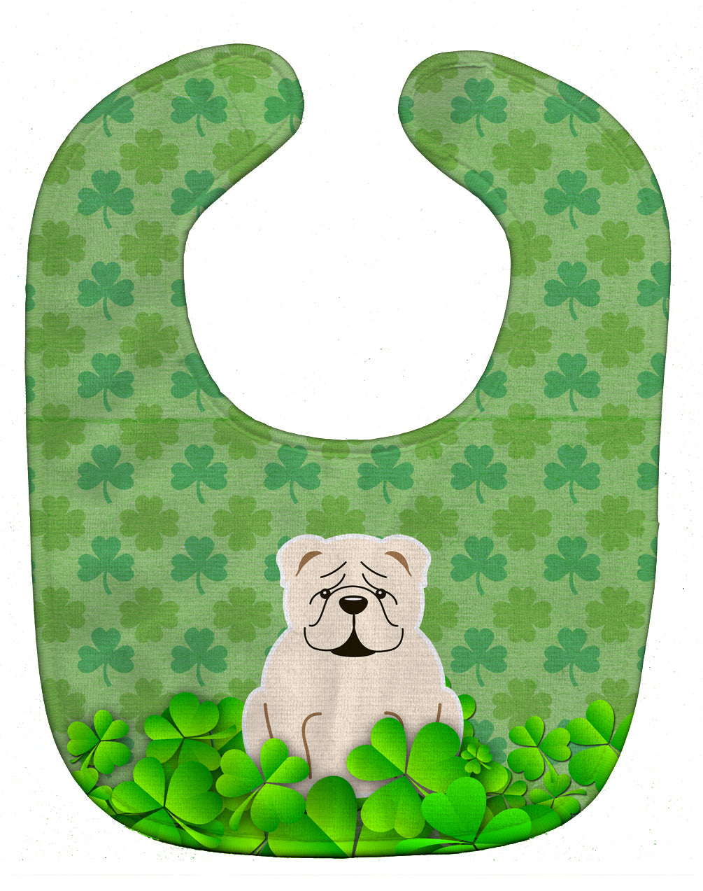 English Bulldog White Shamrocks Baby Bib Easy-Clean Baby Bib Baby Feeding Accessory Baby Mealtime Essential, 10 x 13, Multicolor