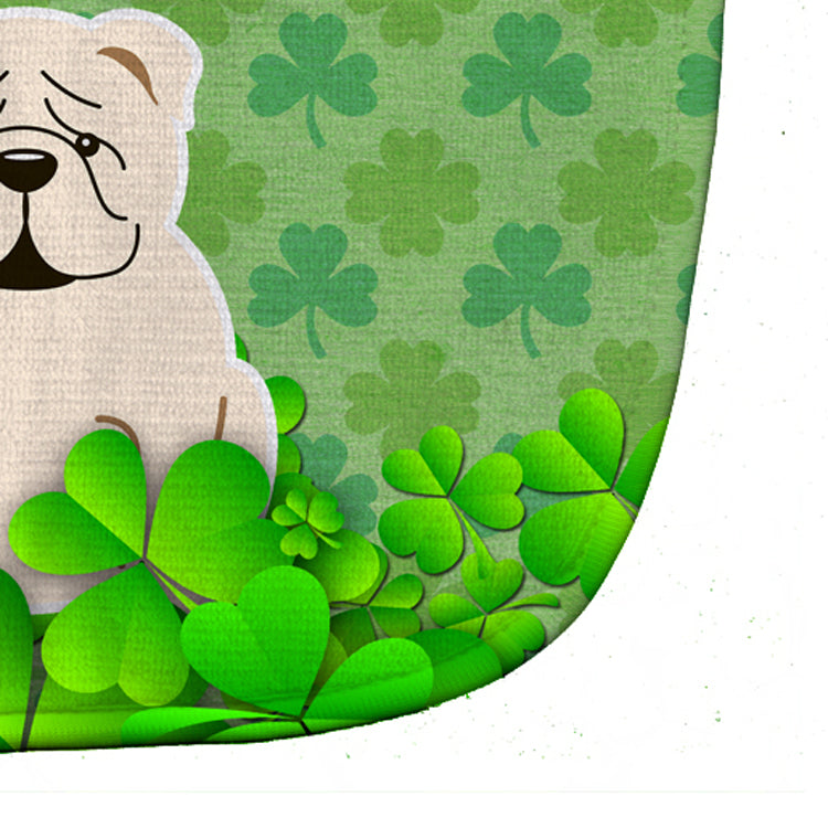 English Bulldog White Shamrocks Baby Bib Easy-Clean Baby Bib Baby Feeding Accessory Baby Mealtime Essential, 10 x 13, Multicolor