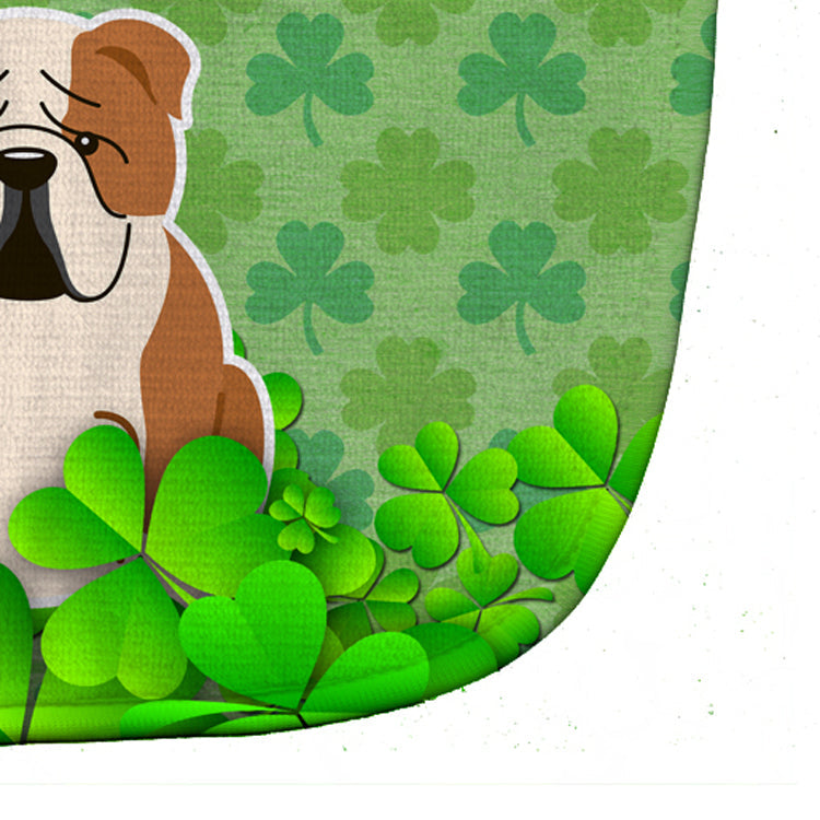 English Bulldog Fawn White Shamrocks Baby Bib Easy-Clean Baby Bib Baby Feeding Accessory Baby Mealtime Essential, 10 x 13, Multicolor
