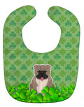 English Bulldog Grey Brindle  Shamrocks Baby Bib Easy-Clean Baby Bib Baby Feeding Accessory Baby Mealtime Essential, 10 x 13, Multicolor