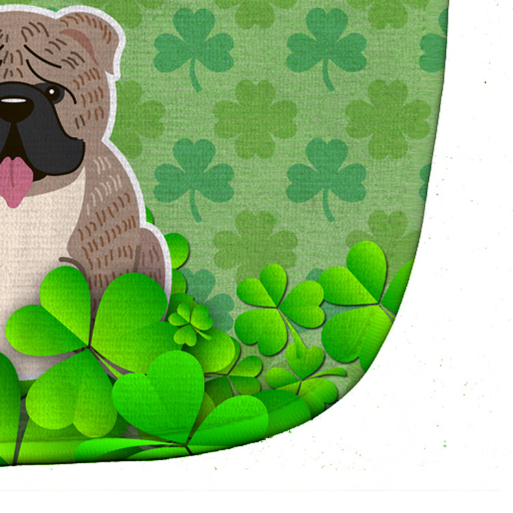 English Bulldog Grey Brindle  Shamrocks Baby Bib Easy-Clean Baby Bib Baby Feeding Accessory Baby Mealtime Essential, 10 x 13, Multicolor