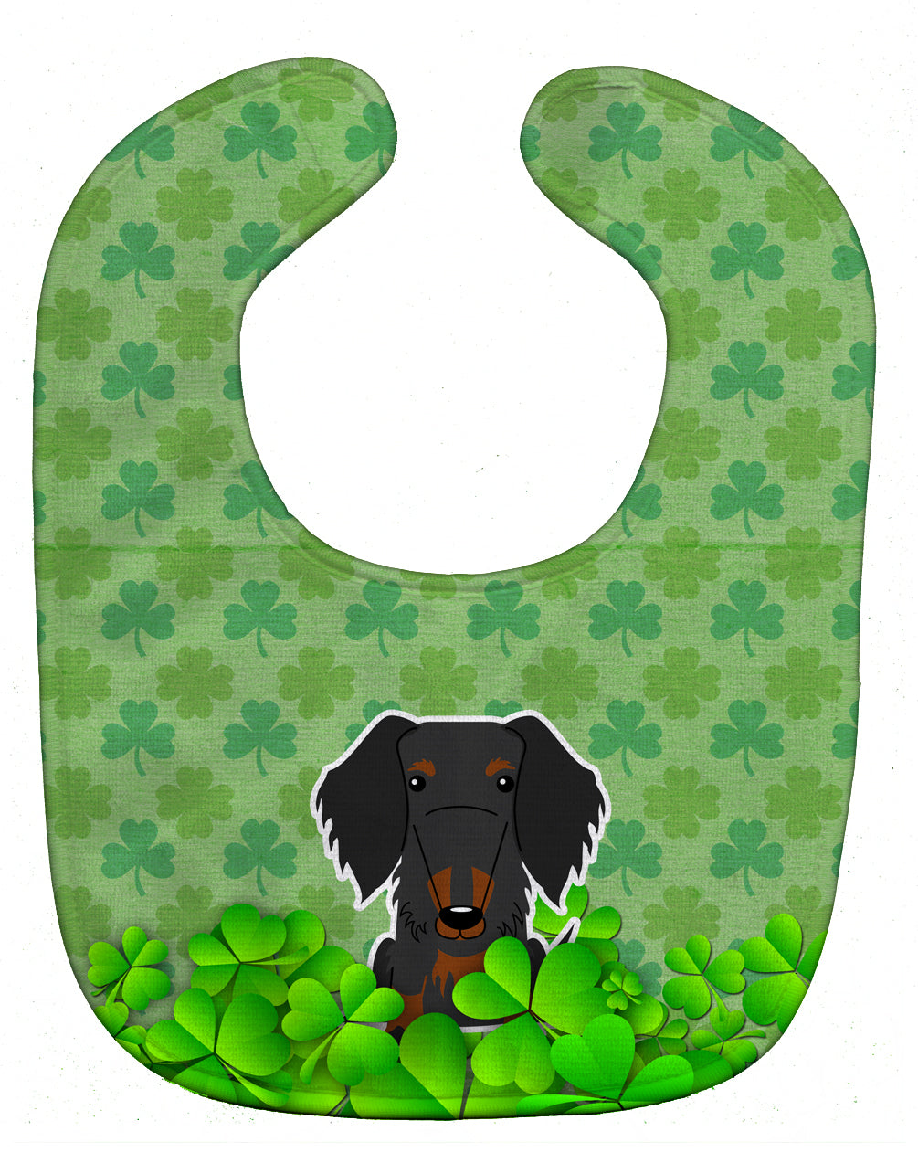 Wire Haired Dachshund Black Tan Shamrocks Baby Bib Easy-Clean Baby Bib Baby Feeding Accessory Baby Mealtime Essential, 10 x 13, Multicolor