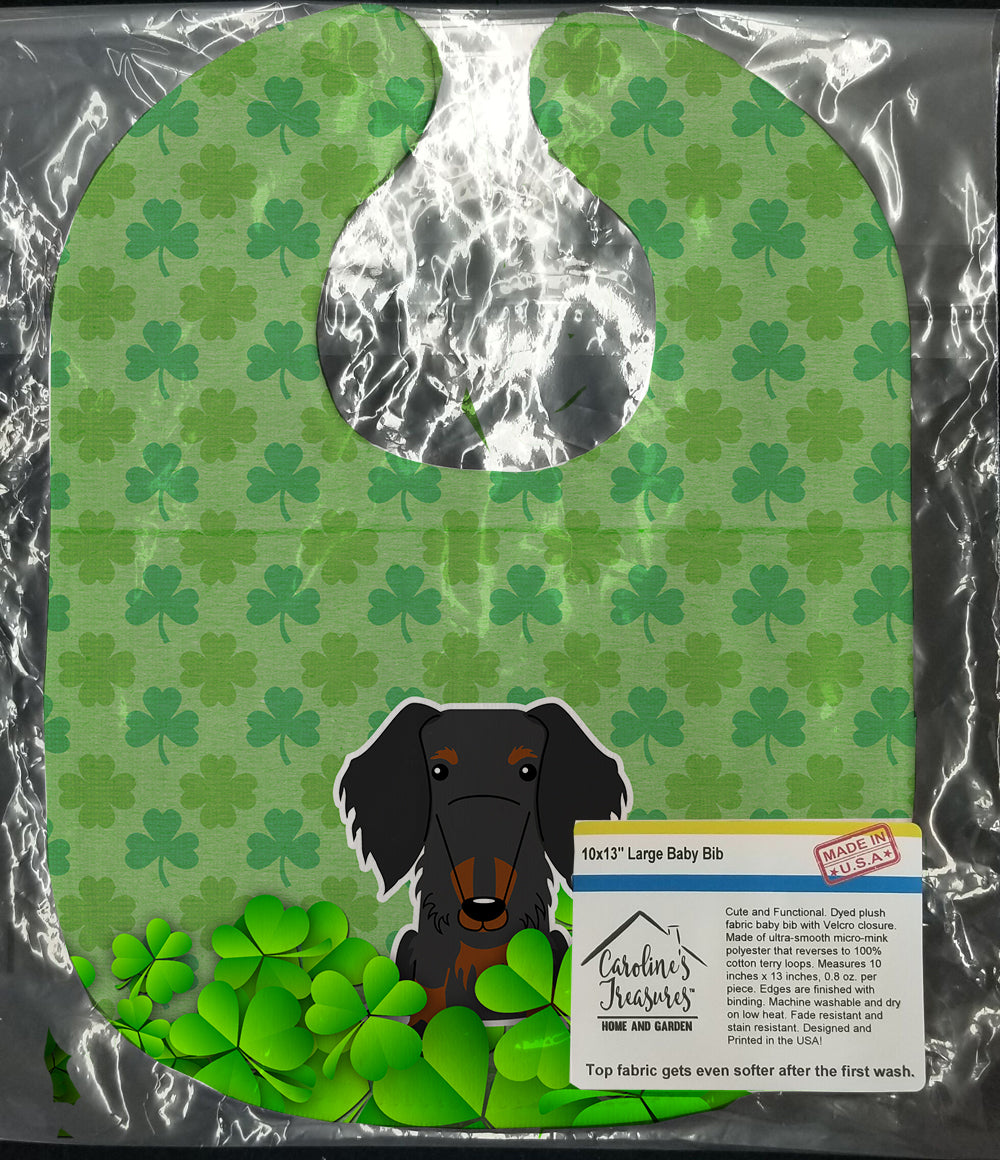 Wire Haired Dachshund Black Tan Shamrocks Baby Bib Easy-Clean Baby Bib Baby Feeding Accessory Baby Mealtime Essential, 10 x 13, Multicolor