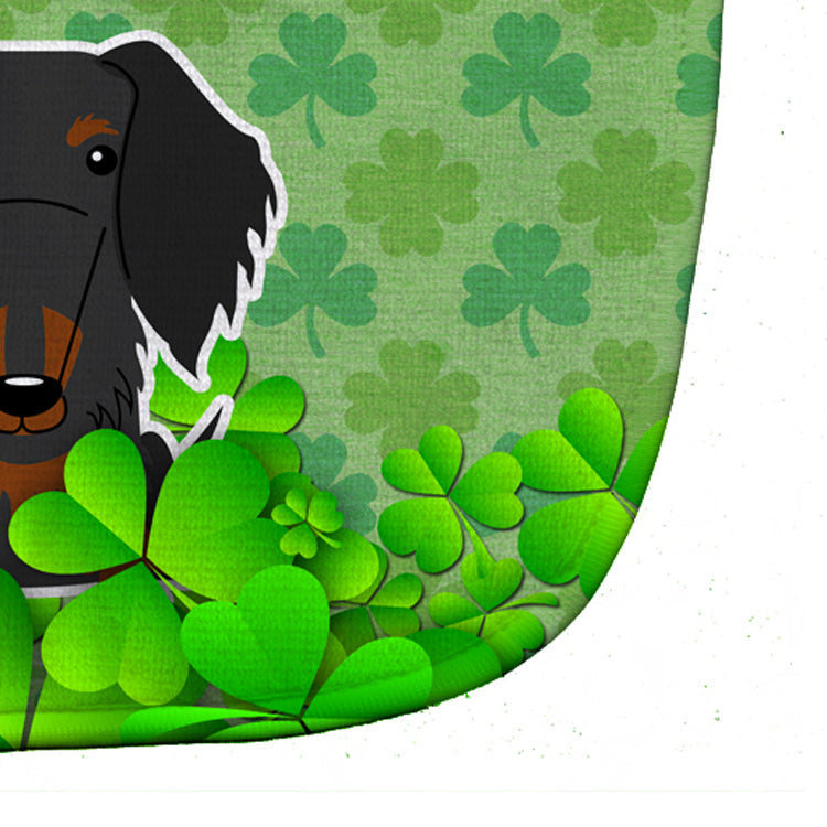 Wire Haired Dachshund Black Tan Shamrocks Baby Bib Easy-Clean Baby Bib Baby Feeding Accessory Baby Mealtime Essential, 10 x 13, Multicolor