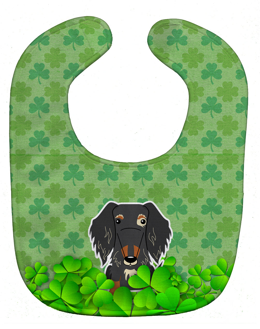 Wire Haired Dachshund Dapple Shamrocks Baby Bib Easy-Clean Baby Bib Baby Feeding Accessory Baby Mealtime Essential, 10 x 13, Multicolor