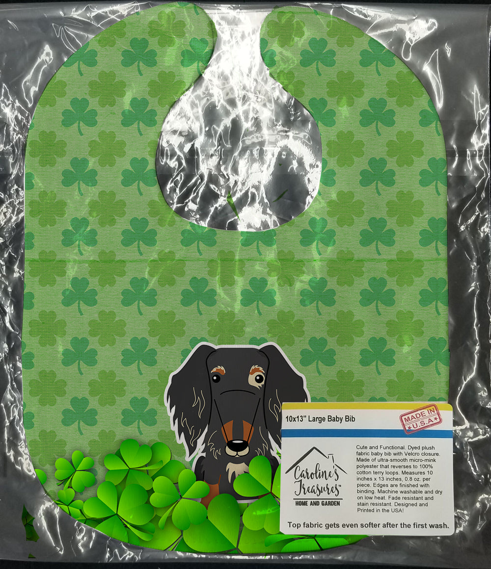 Wire Haired Dachshund Dapple Shamrocks Baby Bib Easy-Clean Baby Bib Baby Feeding Accessory Baby Mealtime Essential, 10 x 13, Multicolor