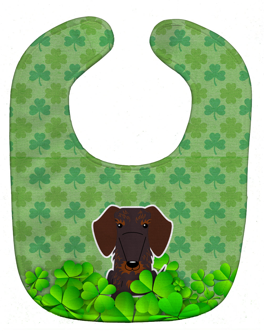 Wire Haired Dachshund Chocolate Shamrocks Baby Bib Easy-Clean Baby Bib Baby Feeding Accessory Baby Mealtime Essential, 10 x 13, Multicolor