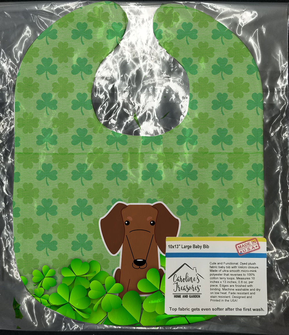 Dachshund Red Brown Shamrocks Baby Bib Easy-Clean Baby Bib Baby Feeding Accessory Baby Mealtime Essential, 10 x 13, Multicolor