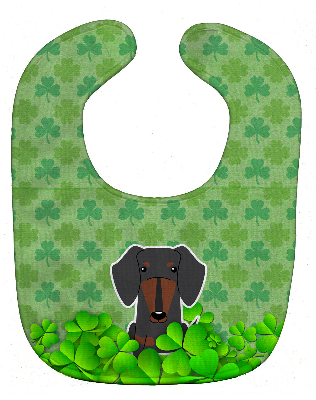 Dachshund Black Tan Shamrocks Baby Bib Easy-Clean Baby Bib Baby Feeding Accessory Baby Mealtime Essential, 10 x 13, Multicolor