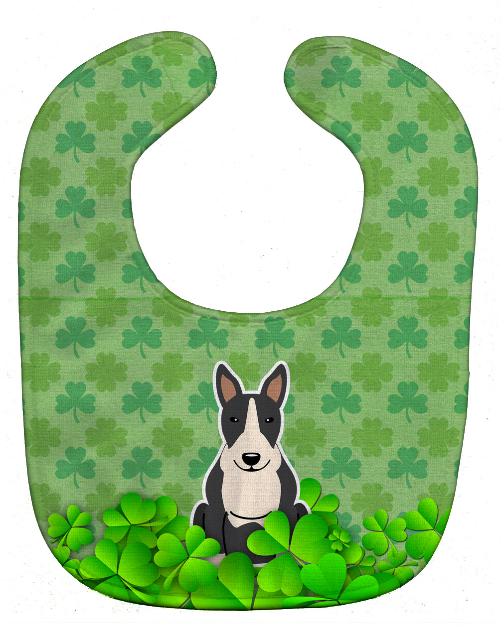 Bull Terrier Black White Shamrocks Baby Bib Easy-Clean Baby Bib Baby Feeding Accessory Baby Mealtime Essential, 10 x 13, Multicolor