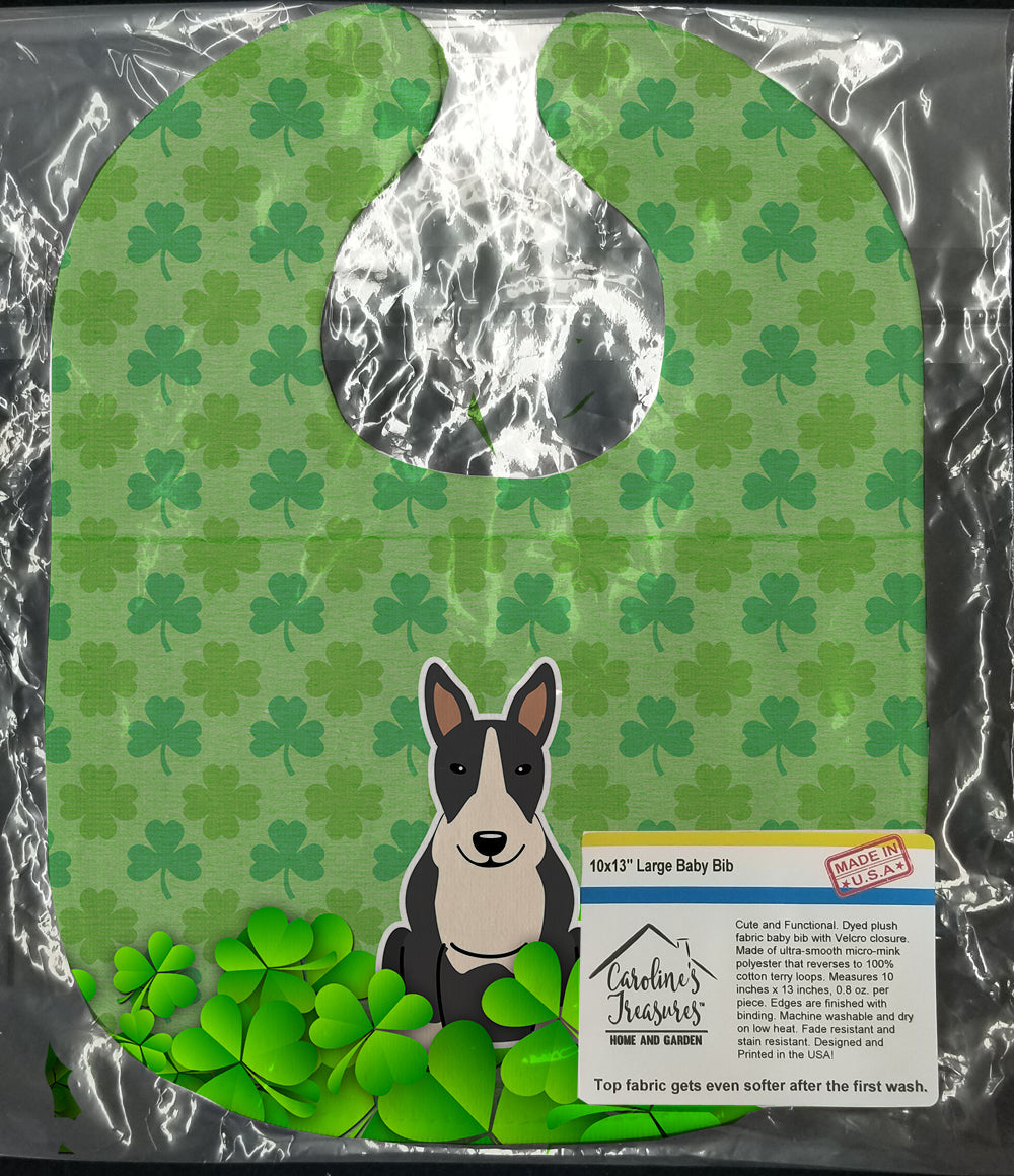 Bull Terrier Black White Shamrocks Baby Bib Easy-Clean Baby Bib Baby Feeding Accessory Baby Mealtime Essential, 10 x 13, Multicolor