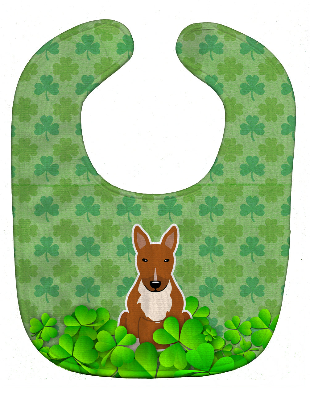 Bull Terrier Red Shamrocks Baby Bib Easy-Clean Baby Bib Baby Feeding Accessory Baby Mealtime Essential, 10 x 13, Multicolor