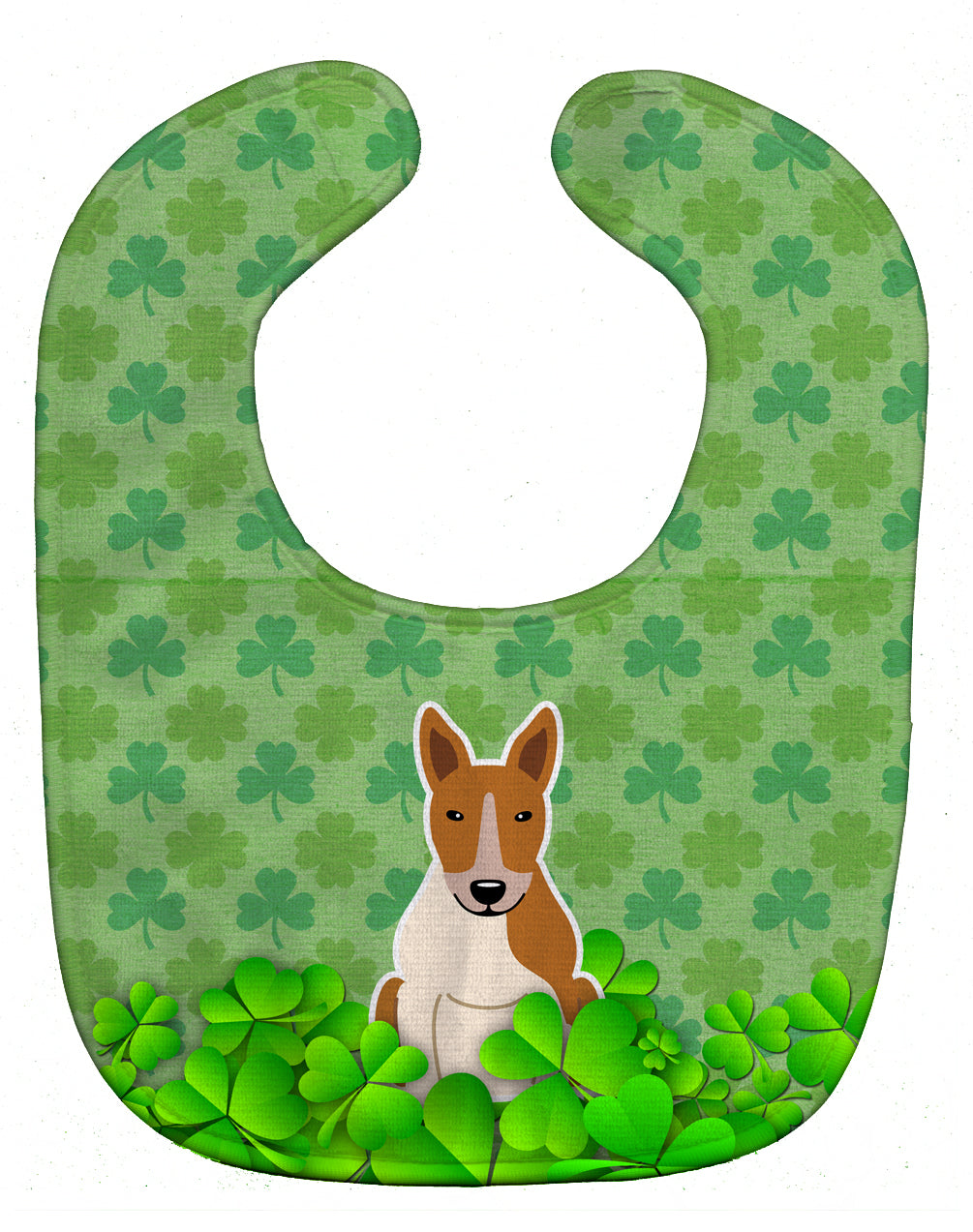Bull Terrier Red White Shamrocks Baby Bib Easy-Clean Baby Bib Baby Feeding Accessory Baby Mealtime Essential, 10 x 13, Multicolor