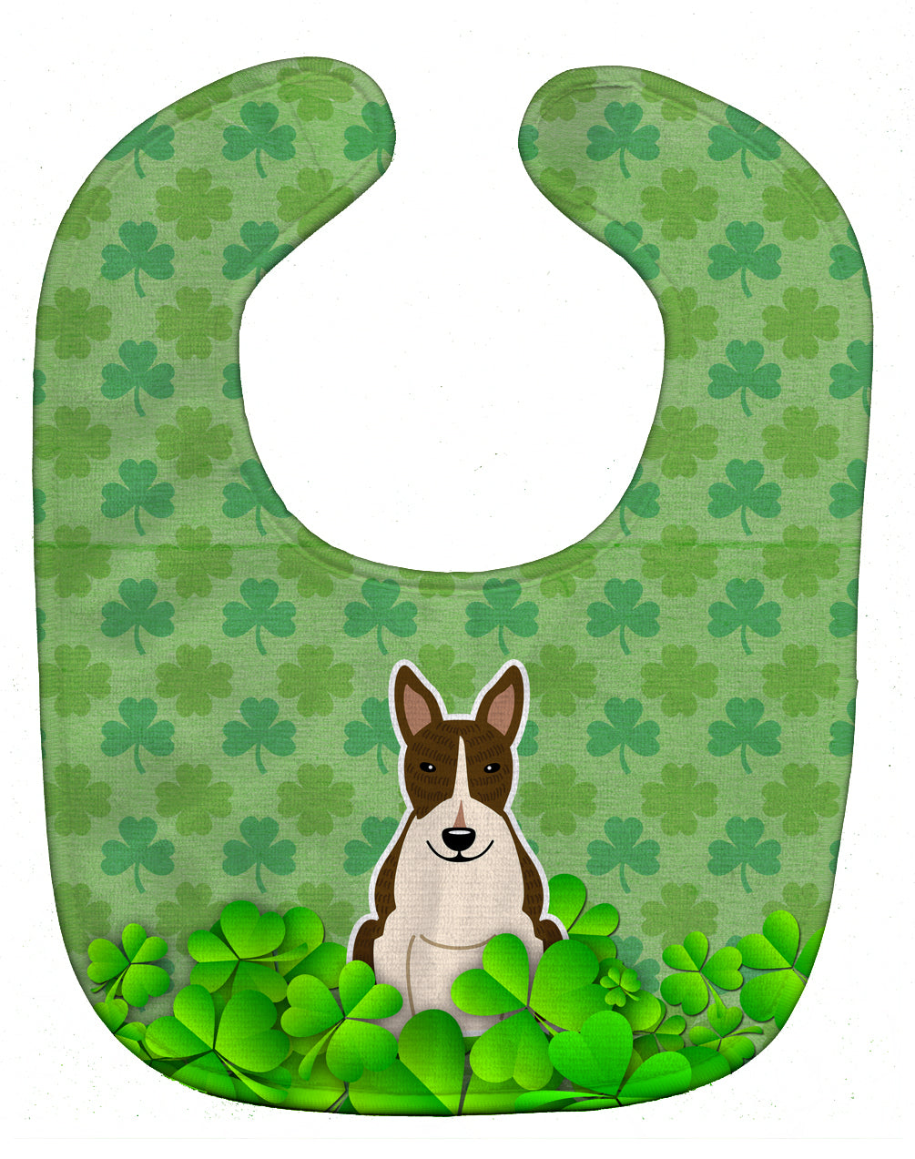 Bull Terrier Dark Brindle Shamrocks Baby Bib Easy-Clean Baby Bib Baby Feeding Accessory Baby Mealtime Essential, 10 x 13, Multicolor