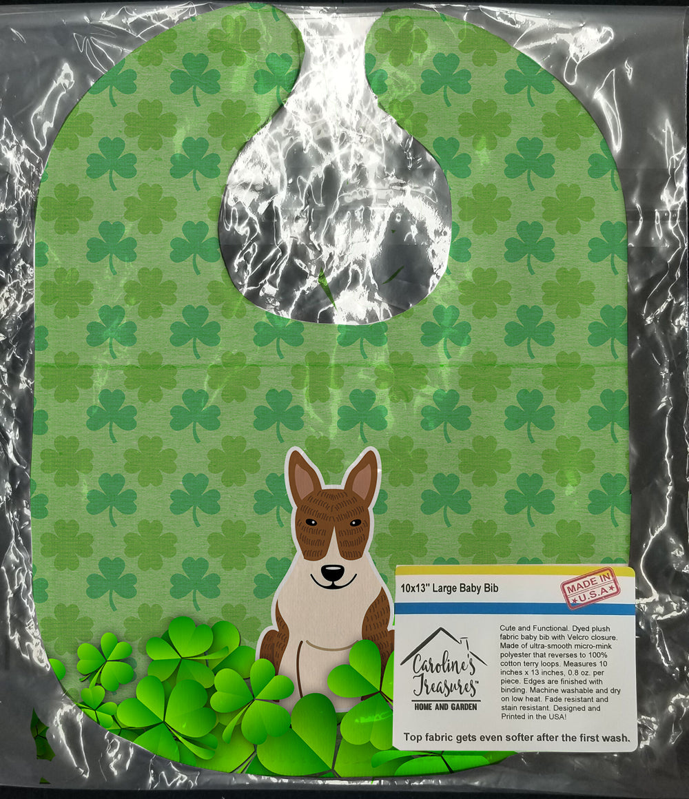 Bull Terrier Brindle Shamrocks Baby Bib Easy-Clean Baby Bib Baby Feeding Accessory Baby Mealtime Essential, 10 x 13, Multicolor