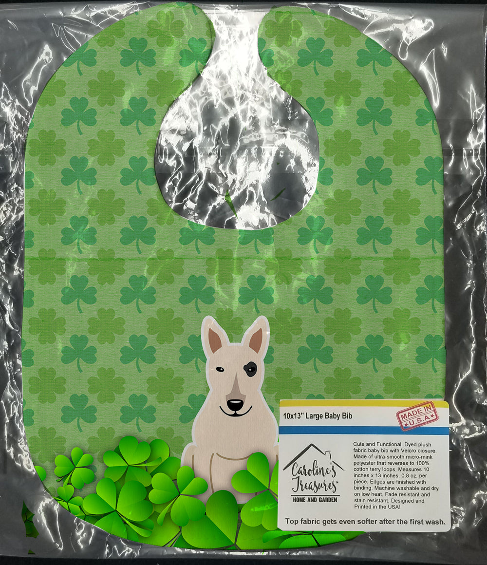 Bull Terrier White Shamrocks Baby Bib Easy-Clean Baby Bib Baby Feeding Accessory Baby Mealtime Essential, 10 x 13, Multicolor