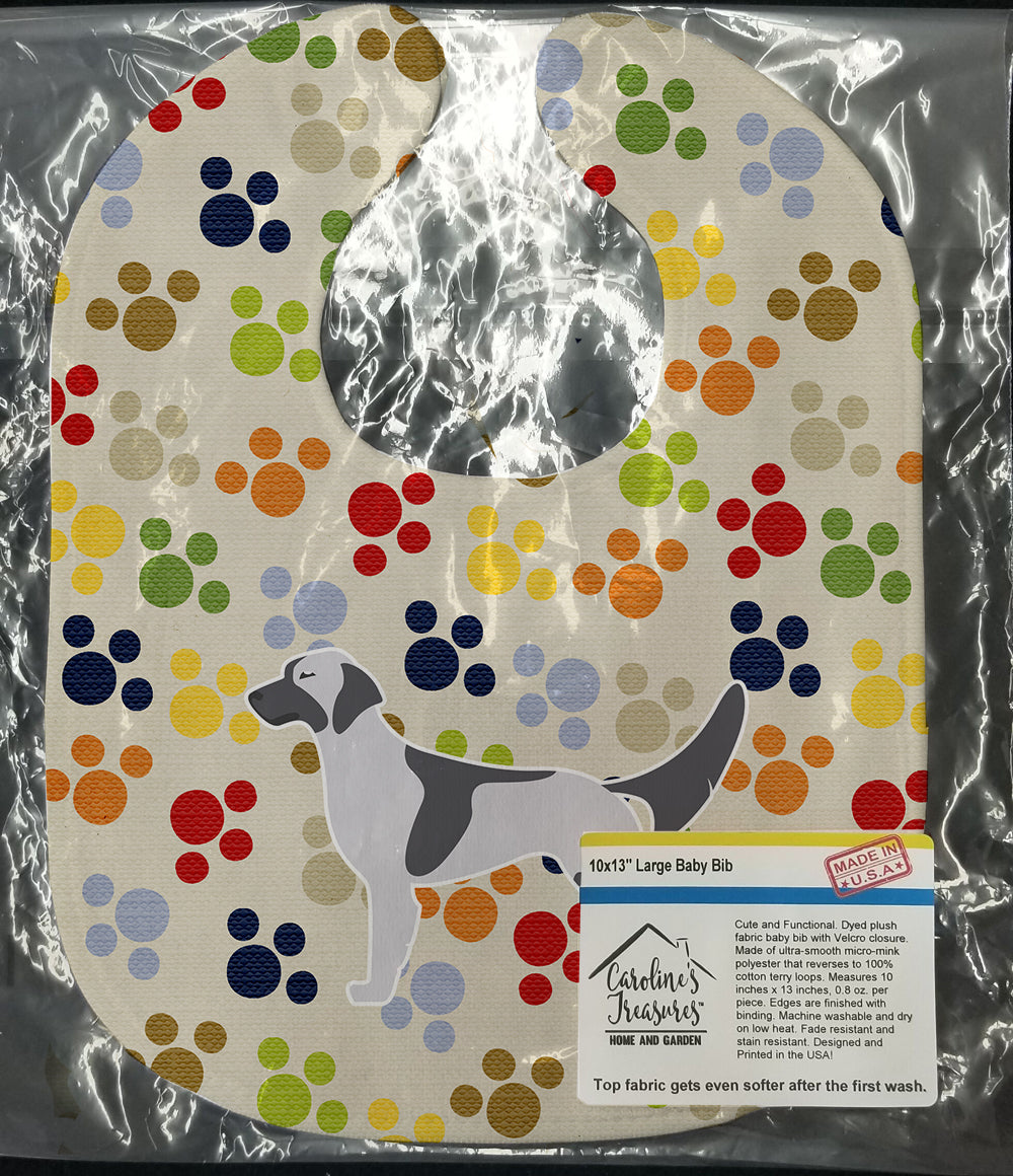 English Setter Pawprints Baby Bib Easy-Clean Baby Bib Baby Feeding Accessory Baby Mealtime Essential, 10 x 13, Multicolor