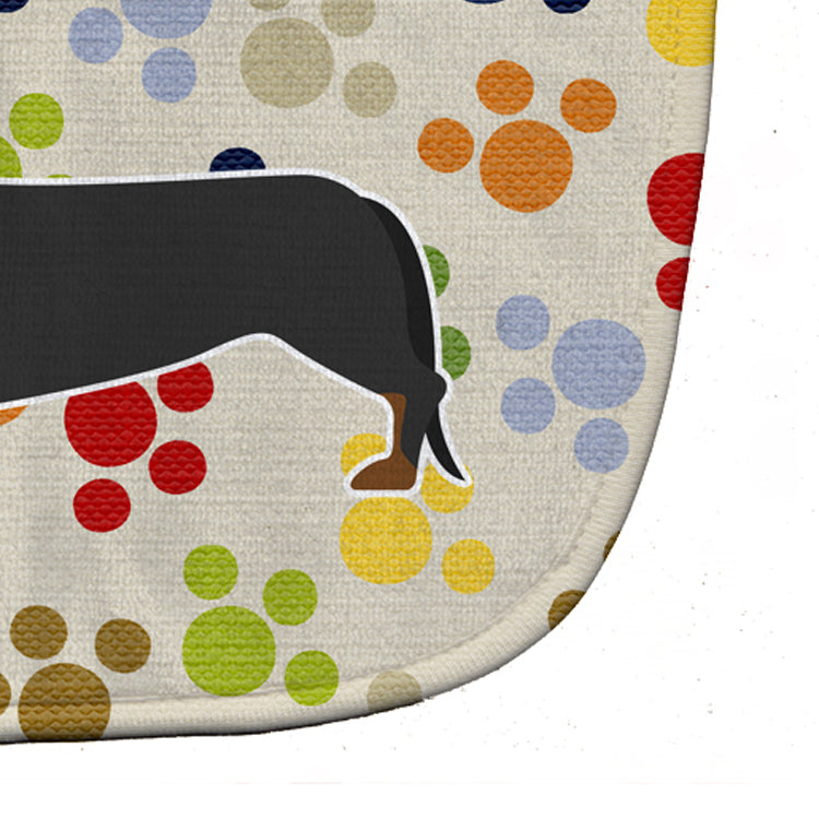 Dachshund Pawprints Baby Bib Easy-Clean Baby Bib Baby Feeding Accessory Baby Mealtime Essential, 10 x 13, Multicolor