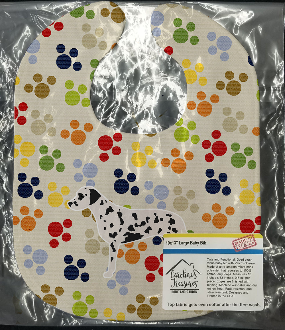 Dalmatian Pawprints Baby Bib Easy-Clean Baby Bib Baby Feeding Accessory Baby Mealtime Essential, 10 x 13, Multicolor