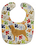 Bloodhound Pawprints Baby Bib Easy-Clean Baby Bib Baby Feeding Accessory Baby Mealtime Essential, 10 x 13, Multicolor