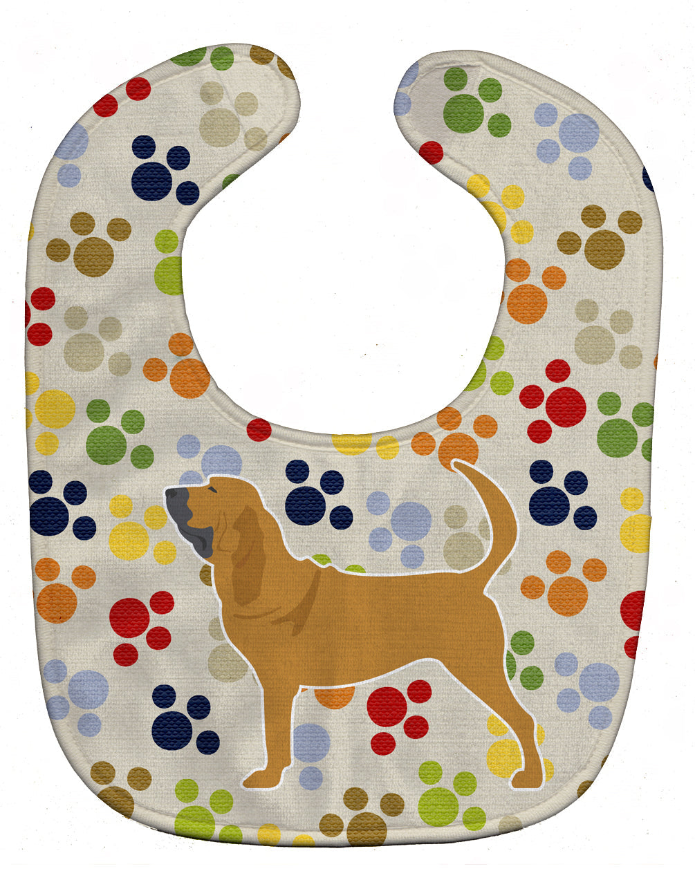 Bloodhound Pawprints Baby Bib Easy-Clean Baby Bib Baby Feeding Accessory Baby Mealtime Essential, 10 x 13, Multicolor