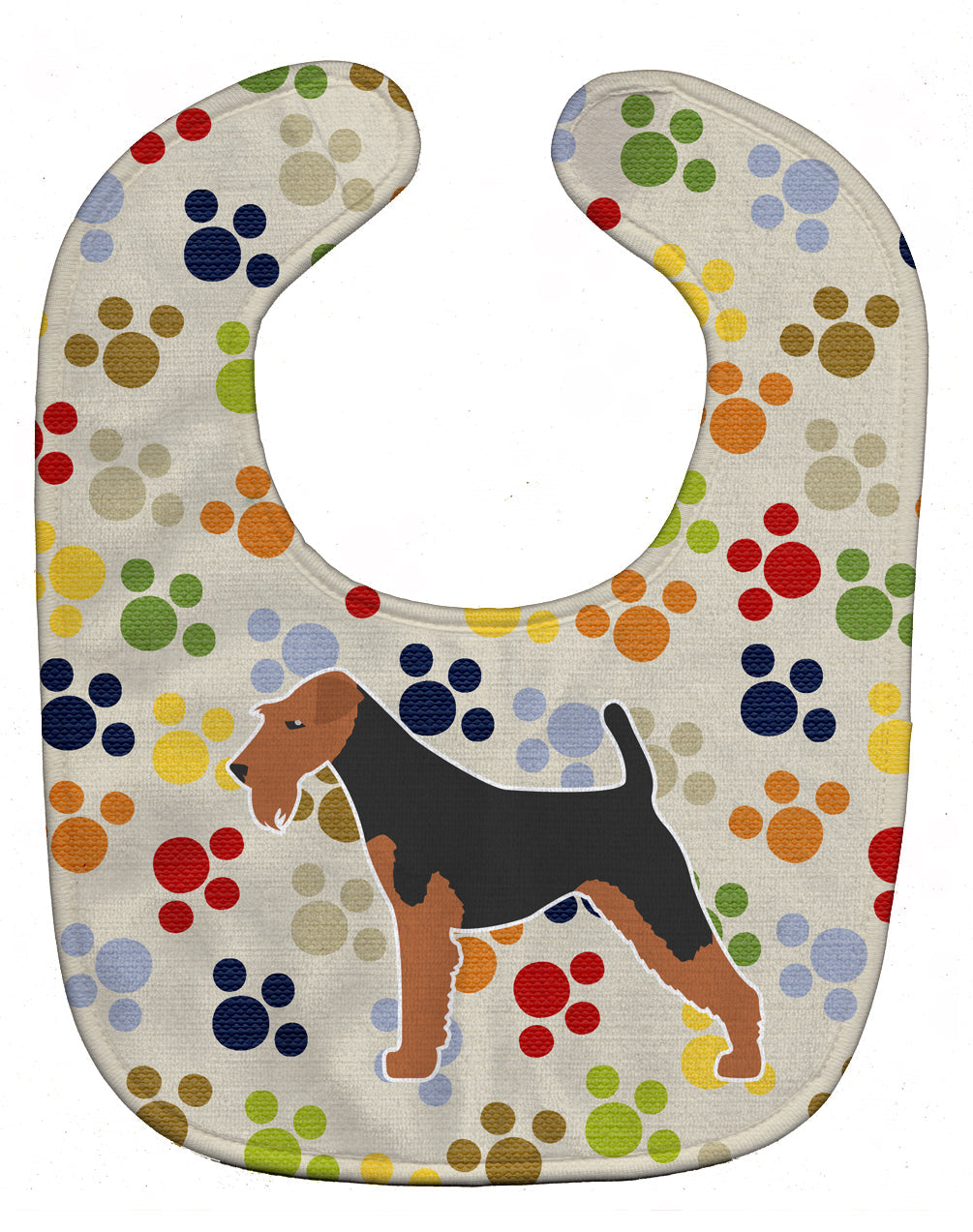 Welsh Terrier Pawprints Baby Bib Easy-Clean Baby Bib Baby Feeding Accessory Baby Mealtime Essential, 10 x 13, Multicolor