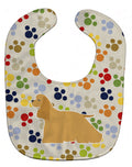 Cocker Spaniel Pawprints Baby Bib Easy-Clean Baby Bib Baby Feeding Accessory Baby Mealtime Essential, 10 x 13, Multicolor