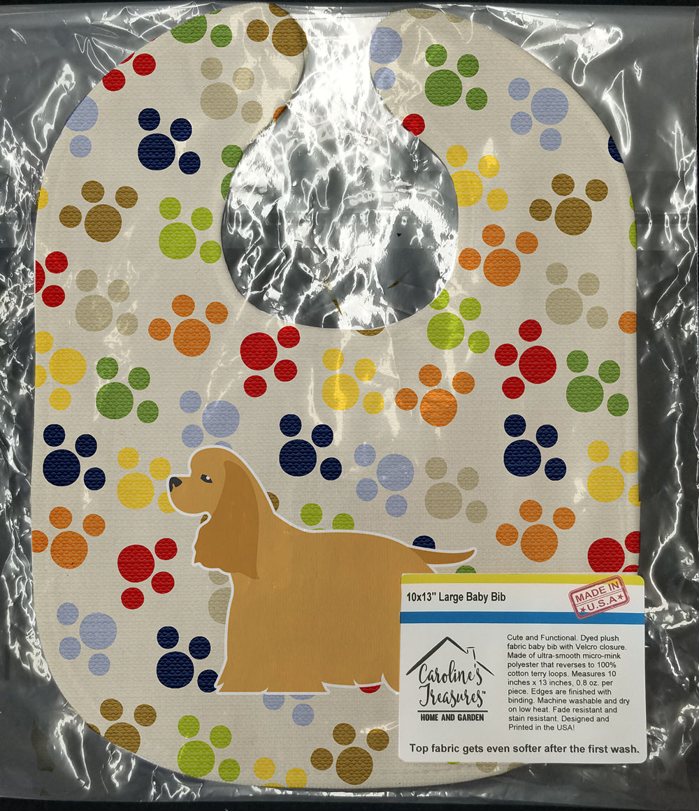 Cocker Spaniel Pawprints Baby Bib Easy-Clean Baby Bib Baby Feeding Accessory Baby Mealtime Essential, 10 x 13, Multicolor