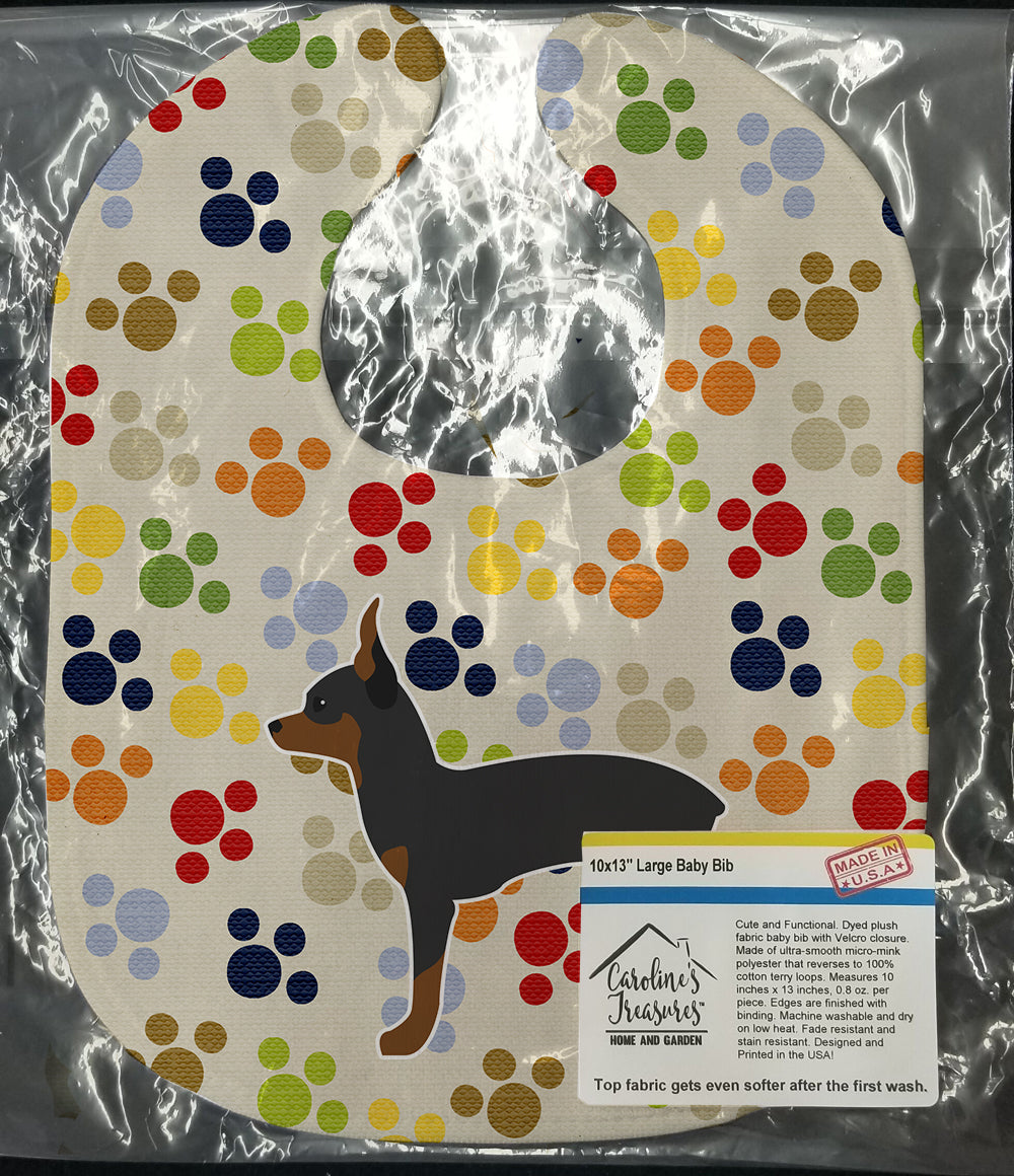 Toy Fox Terrier Pawprints Baby Bib Easy-Clean Baby Bib Baby Feeding Accessory Baby Mealtime Essential, 10 x 13, Multicolor