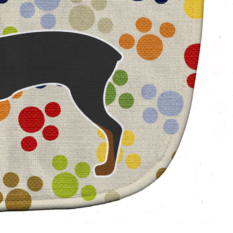 Toy Fox Terrier Pawprints Baby Bib Easy-Clean Baby Bib Baby Feeding Accessory Baby Mealtime Essential, 10 x 13, Multicolor