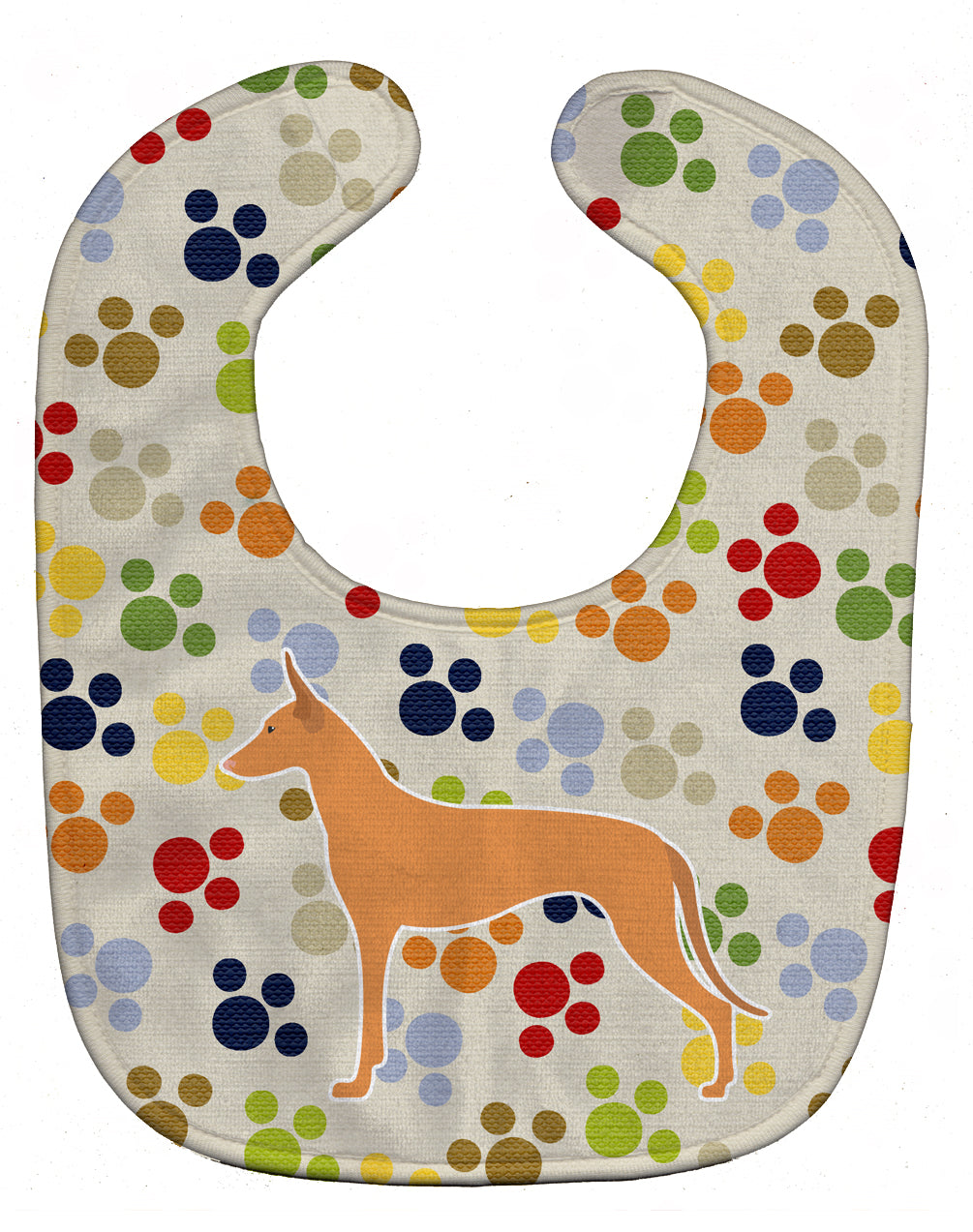 Pharaoh Hound Pawprints Baby Bib Easy-Clean Baby Bib Baby Feeding Accessory Baby Mealtime Essential, 10 x 13, Multicolor