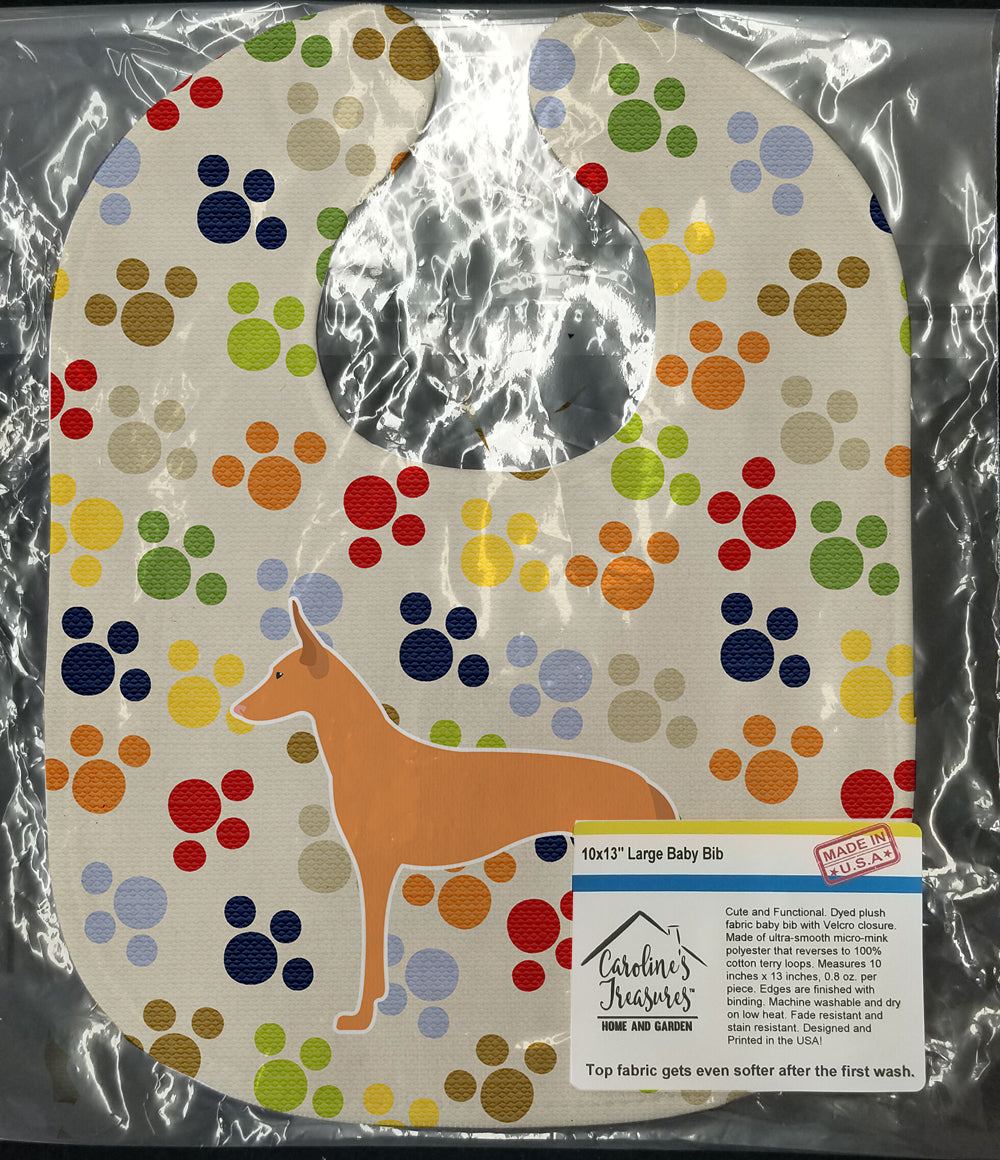 Pharaoh Hound Pawprints Baby Bib Easy-Clean Baby Bib Baby Feeding Accessory Baby Mealtime Essential, 10 x 13, Multicolor