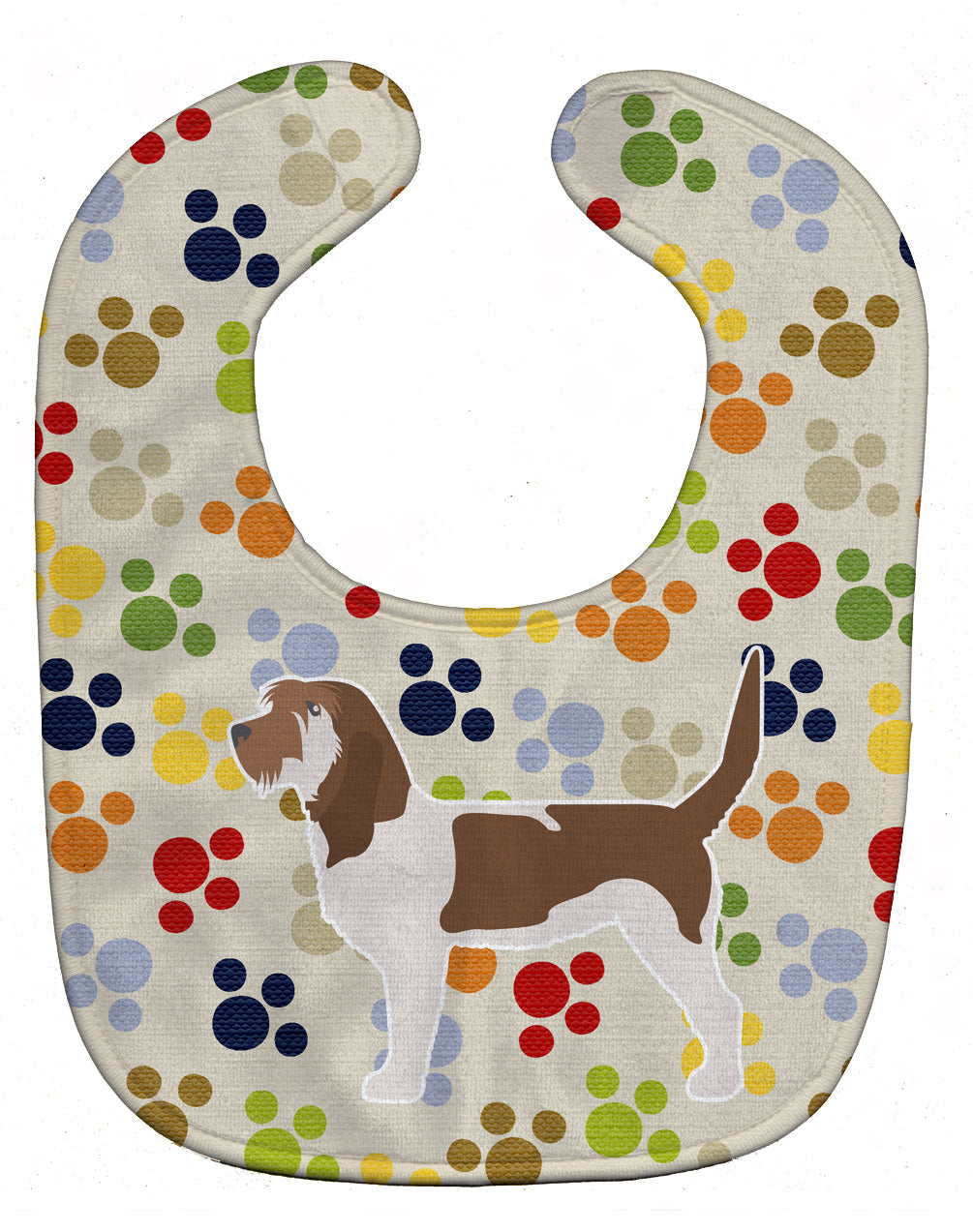 Grand Basset Griffon Vendeen Pawprints Baby Bib Easy-Clean Baby Bib Baby Feeding Accessory Baby Mealtime Essential, 10 x 13, Multicolor