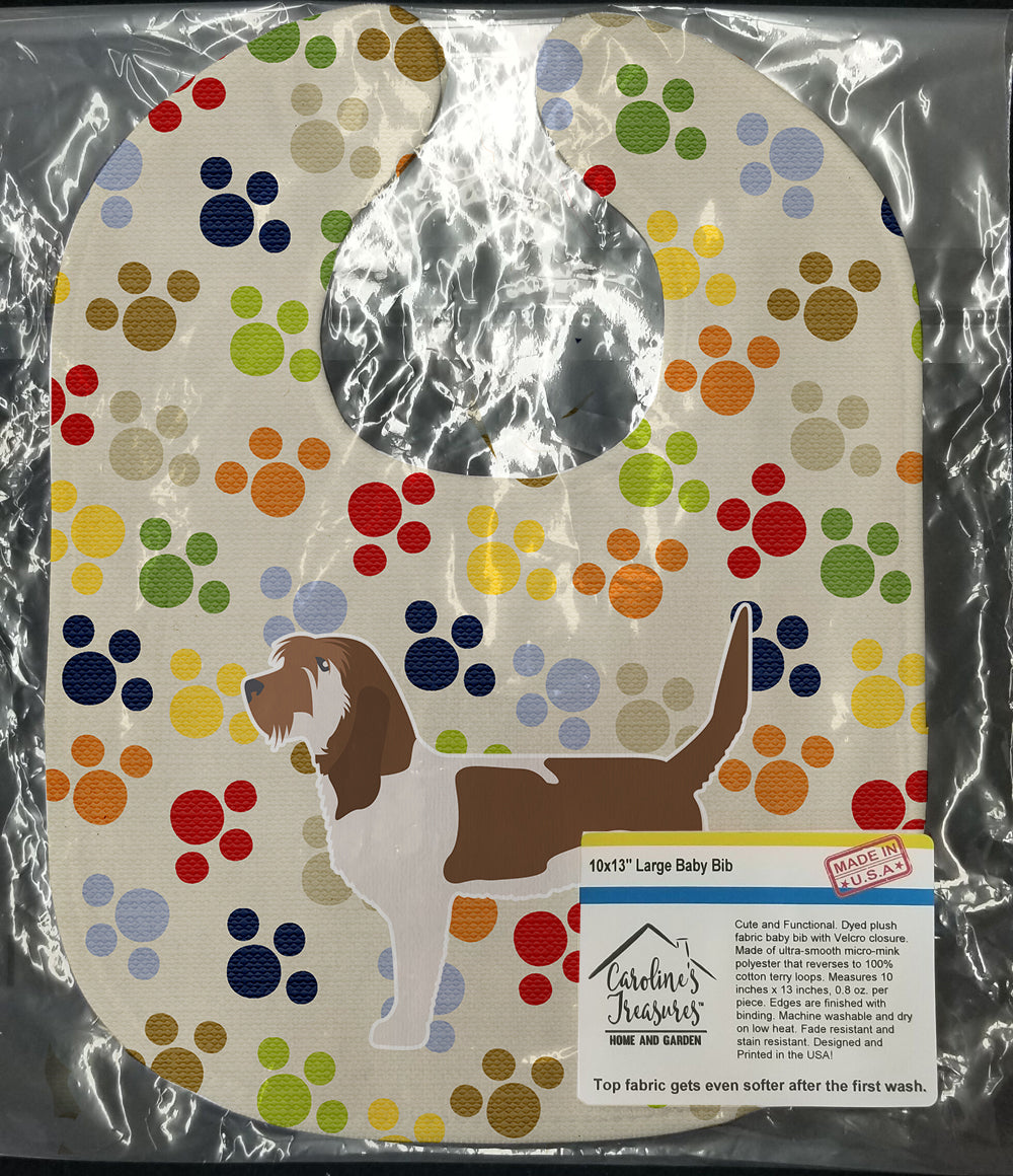 Grand Basset Griffon Vendeen Pawprints Baby Bib Easy-Clean Baby Bib Baby Feeding Accessory Baby Mealtime Essential, 10 x 13, Multicolor