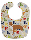 Spanish Hound Pawprints Baby Bib Easy-Clean Baby Bib Baby Feeding Accessory Baby Mealtime Essential, 10 x 13, Multicolor