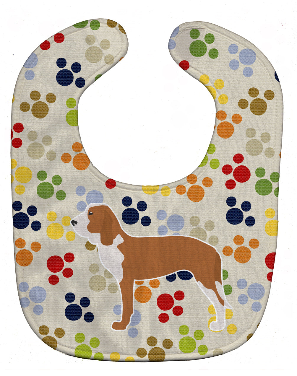 Spanish Hound Pawprints Baby Bib Easy-Clean Baby Bib Baby Feeding Accessory Baby Mealtime Essential, 10 x 13, Multicolor
